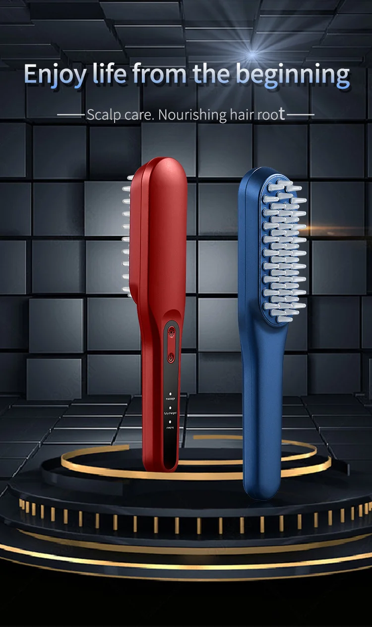 Led Massager Comb Silicon Rf Red Blue Light Electric Laser Anti Hair Loss Treatment Ems 