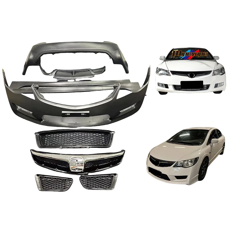 High Quality PP Plastics Type R Design Car Bumpers Bodykit for Honda Civic 2006-2011 to FD2 Bodykit