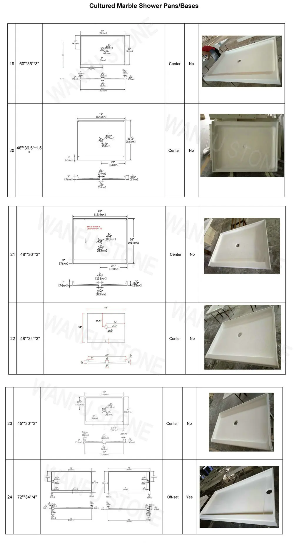 Shower pans (4)
