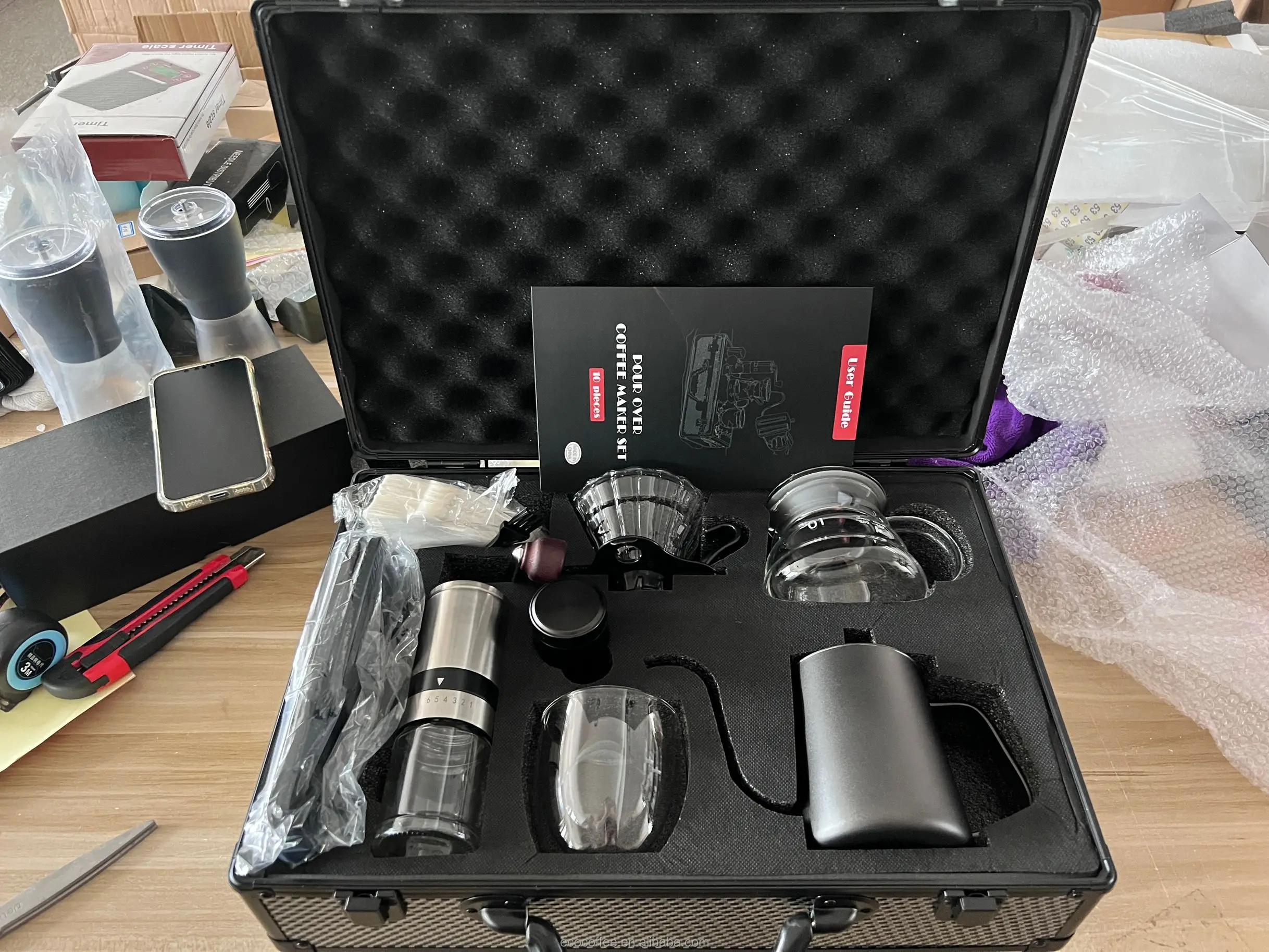 Fashion Portable Coffee Serving Set Grinder Scale With Timer Pour Over