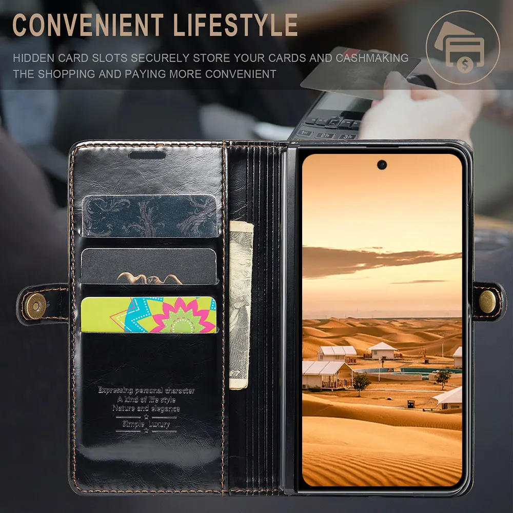 Laudtec Sjk690 Wallet Card Mobile Phone Case Leather Simple Business Skin Friendly Anti Scratch For Google Pixel Fold manufacture