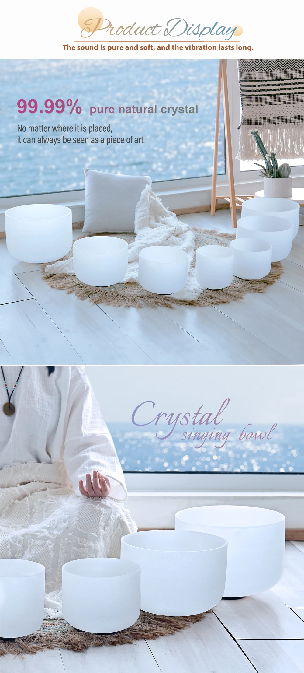 Success Wholesale Chakra Tuned Crystal Singing Bowl Set Sound Healing