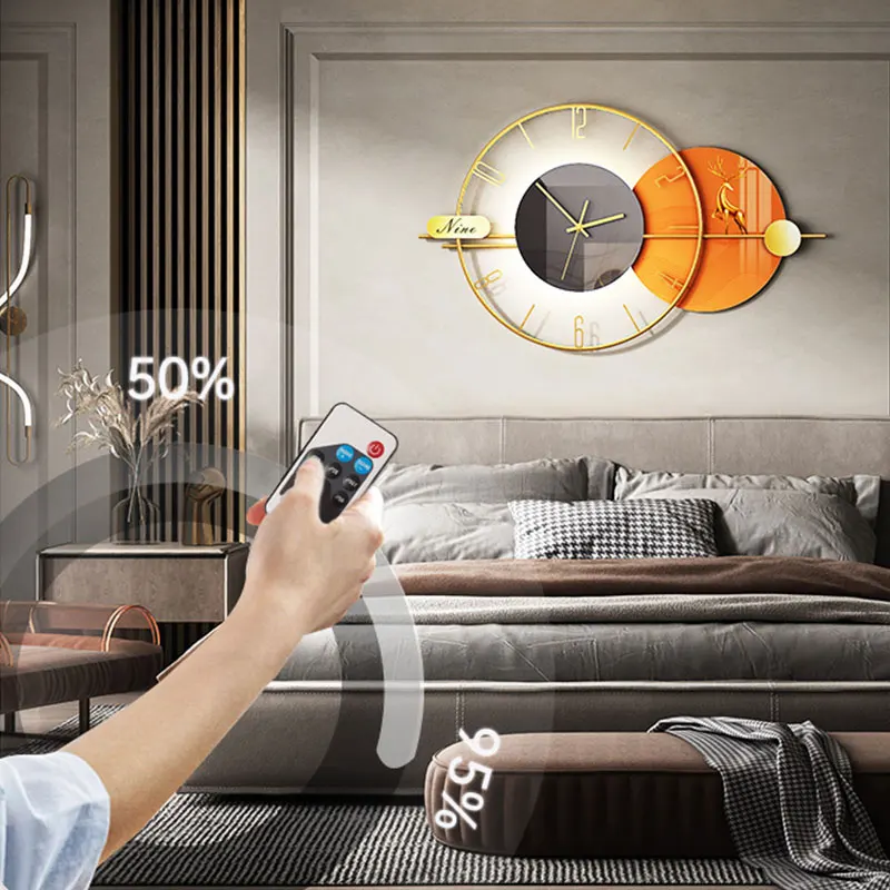 Многофункциональные настенные часы с регулируемым светом креативные металлические Стеклянные Настенные на заказ для домашнего декора