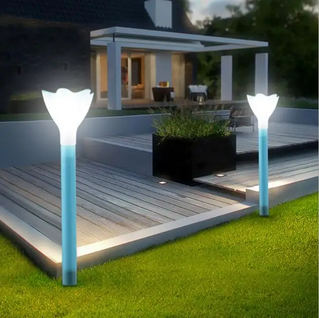 Mini cheap colorful flower Outdoor Path Yard Floor LED Pillar Solar Garden Lights Lawn Lamp details