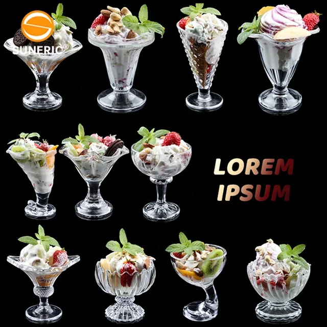 Wholesale High Quality Tulip Sundae Ice Cream Classic Juice Glass Cup Glassware Creative Milkshake Glass Ice Cream Cup