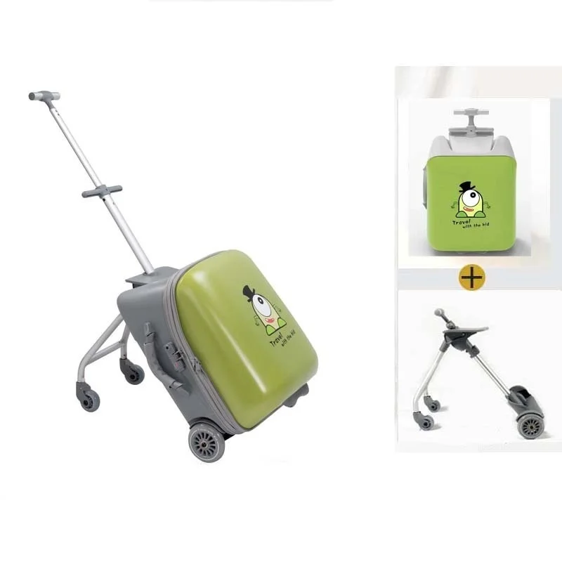 ALL PASS New Children Cartoon Sit in Luggage Baby's Travel Boarding Luggage  with Guardrail Baby Stroller Suitcase Luggage
