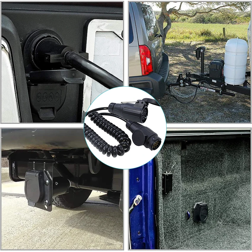 13 pin plug trailer plug Europe standard RV connector Spiral Wire 3 Meters extension Cable 0.5mm2