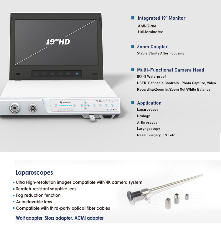 Electric Power Source Medical ENT Endoscope Camera System Complete Laparoscopy Tower Laparoscopic Machine Endoscopy