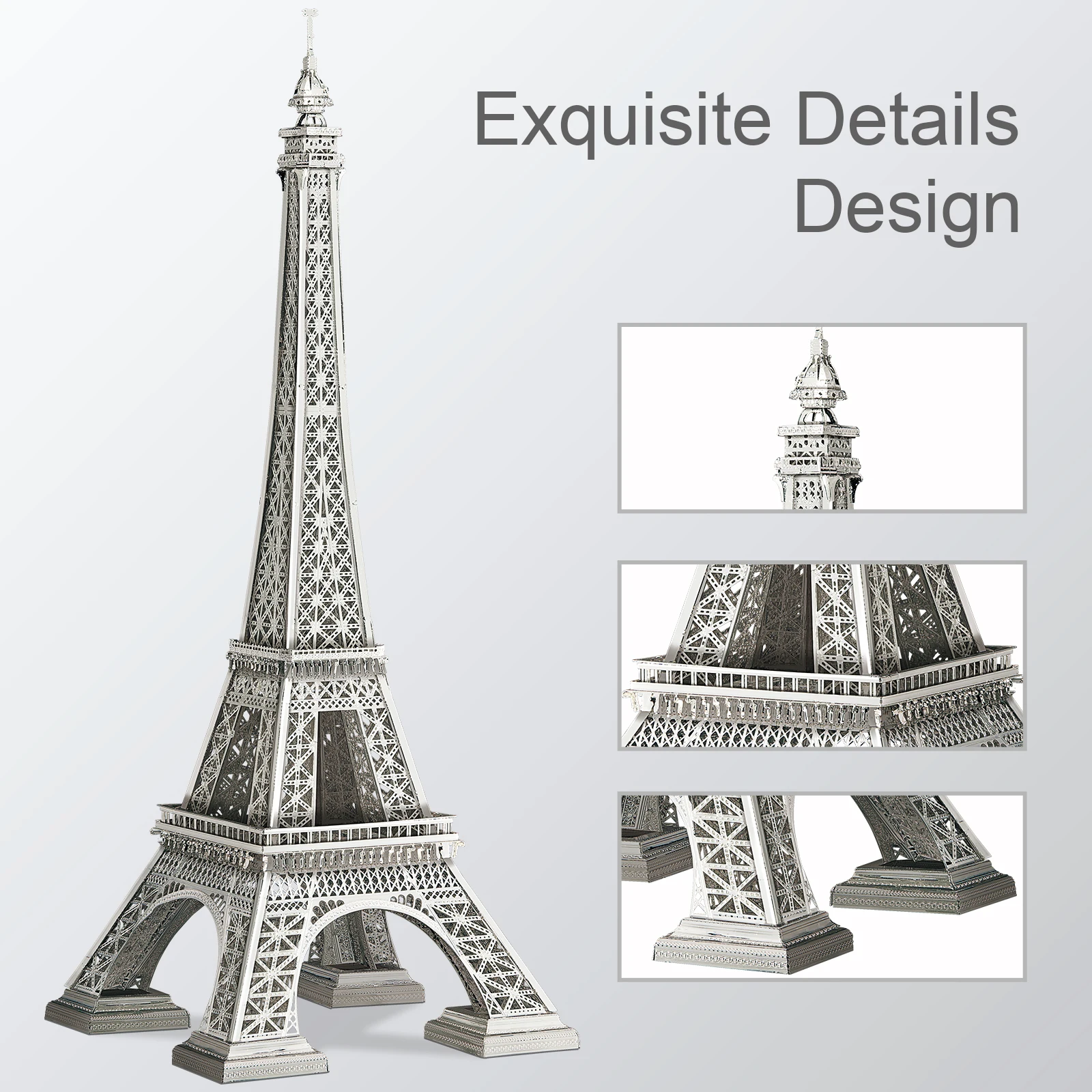 Piececool Famous Landmark Eiffel Tower Large Puzzle Game  Intelligence Assembling Metal Model Kit 3D Puzzle for Adults