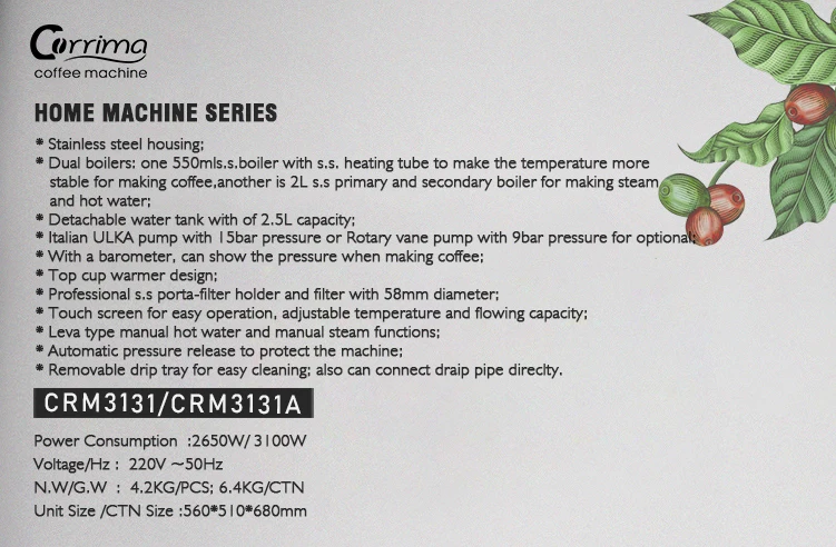 Espresso Coffee Machine Home Coffee Maker Coffee Machine semi-Automatic OEM Steel Stainless