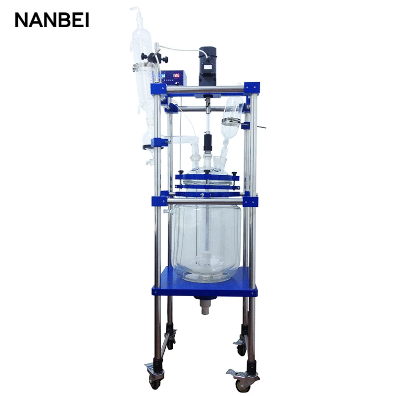 Chemical machinery pilot plant jacketed vessel 10 litre 25l glass biodiesel reactor prices