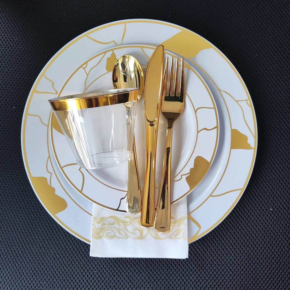 Fancy Disposable Plates With Cutlery 175 Piece Silver Plastic Plates