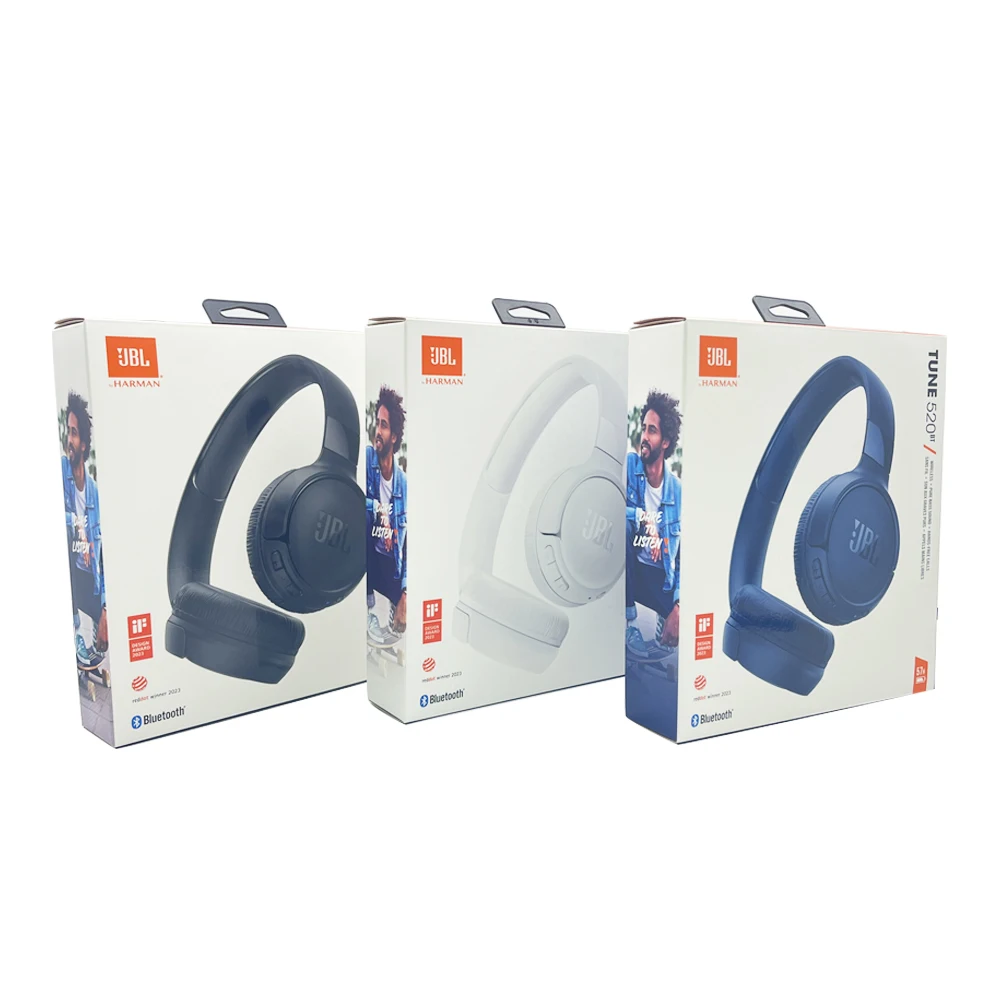 JBL Tune 520BT Wireless On-Ear Headphones for Bluetooth 5.3 Deep Bass Foldable Headset Mic LED Battery Hands-Free Support AP