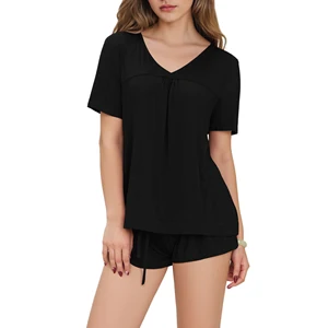 Custom Ladies Pjs Bamboo Viscose Women's Sleepwear Set Summer Pajamas Short Sleeve Soft Lounge Set Pyjamas