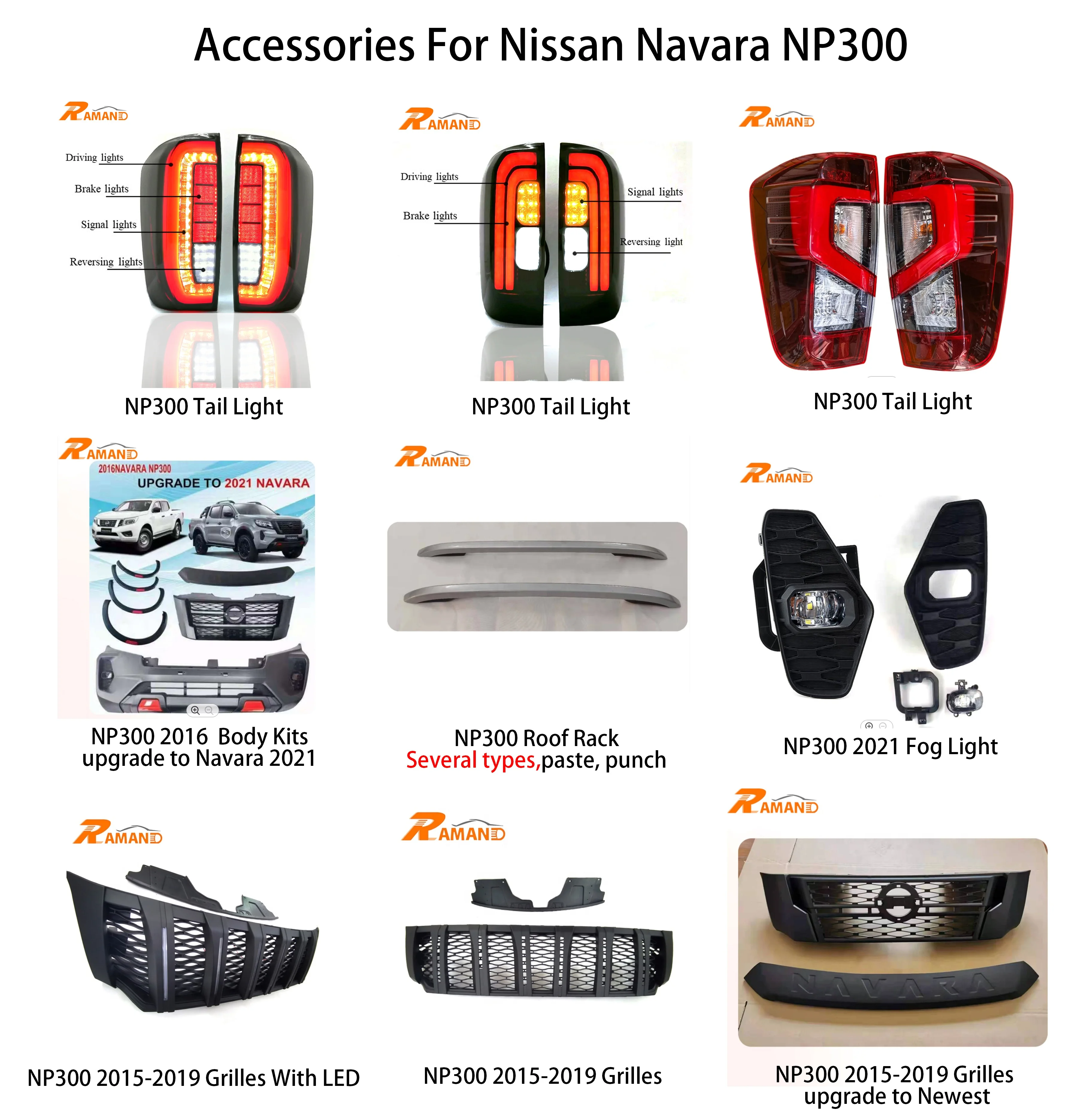Factory LED Tail Light for Nissan Navara Np300 with Smoke Red Brake Light Auto Lighting System RefittingTail Lamp Black Frame
