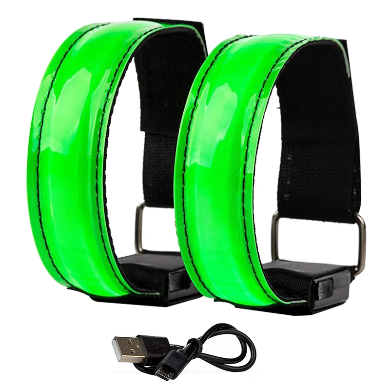 Custom Glowing Recharge Reflective Running Nylon Flashing Bracelet Light Armband Led Arm Band