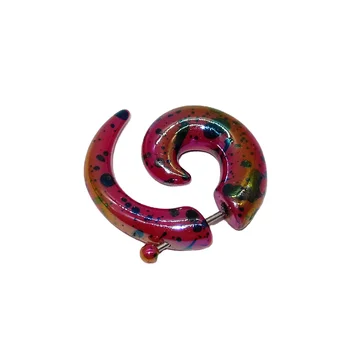 Paint Splatter Print Solid Acrylic Taper with Spiral Solid Acrylic Taper body jewelry