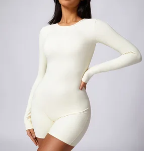 Women Backless Sports Romper Breathable Fast Dry Outdoor Long Sleeve Gym Bodysuit Workout Yoga Jumpsuit