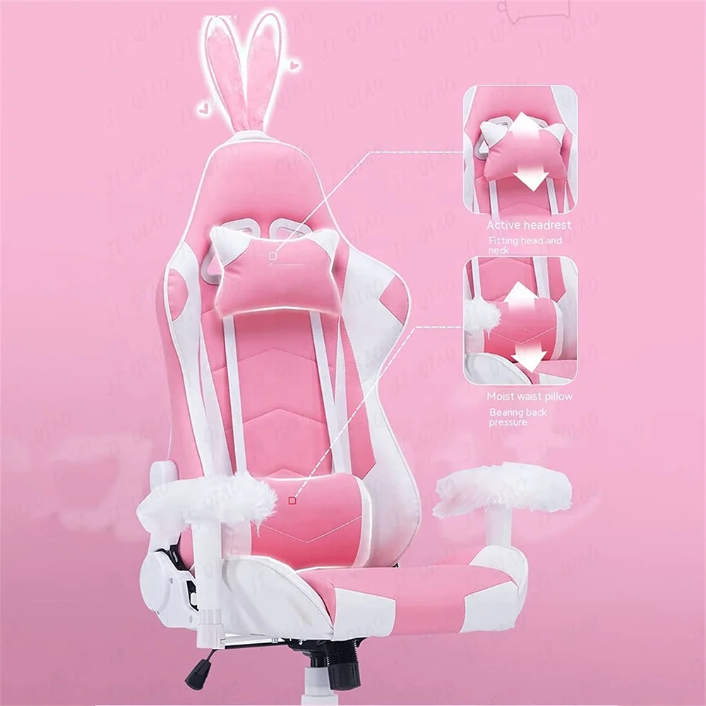 AutooFull C2 Pink Bunny Gaming Chair Cute Kawaii Gamer Chair for