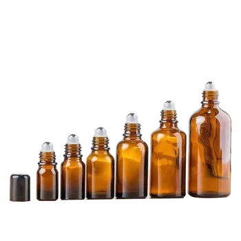 High Quality Custom Color Empty Attar Glass Roller Bottle with Black Cap Refillable for Essential Oil and Skin Care Cream