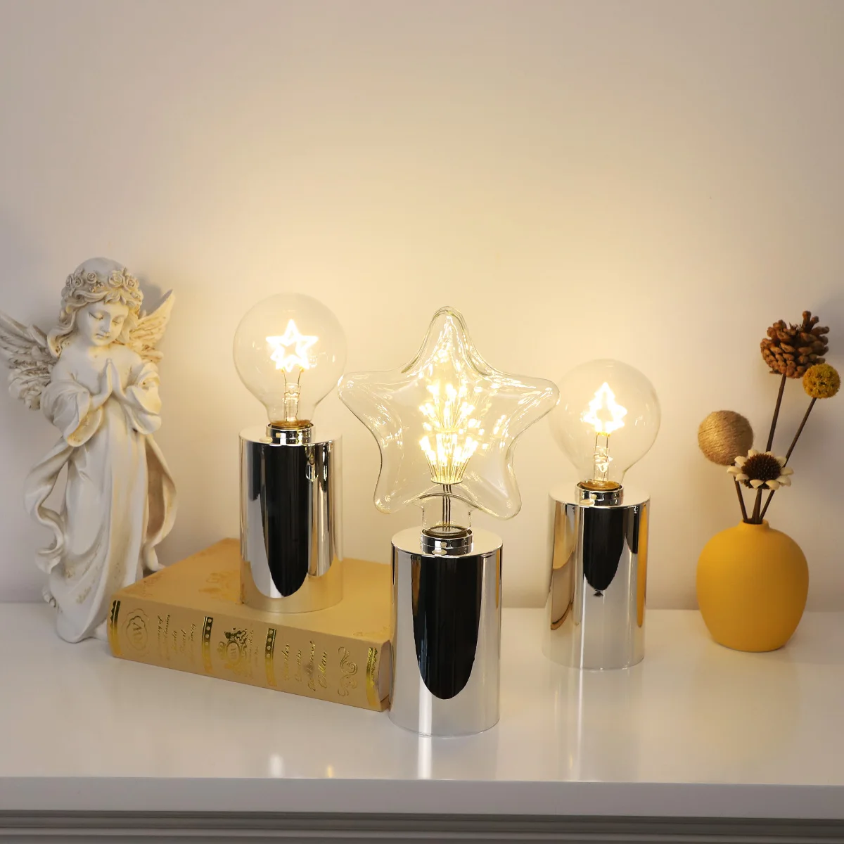 Lampada LED Retro MINI da Camere da Letto con Base Lucerna da Scrivania a Forma di Bulbo Lampada da Comodino
