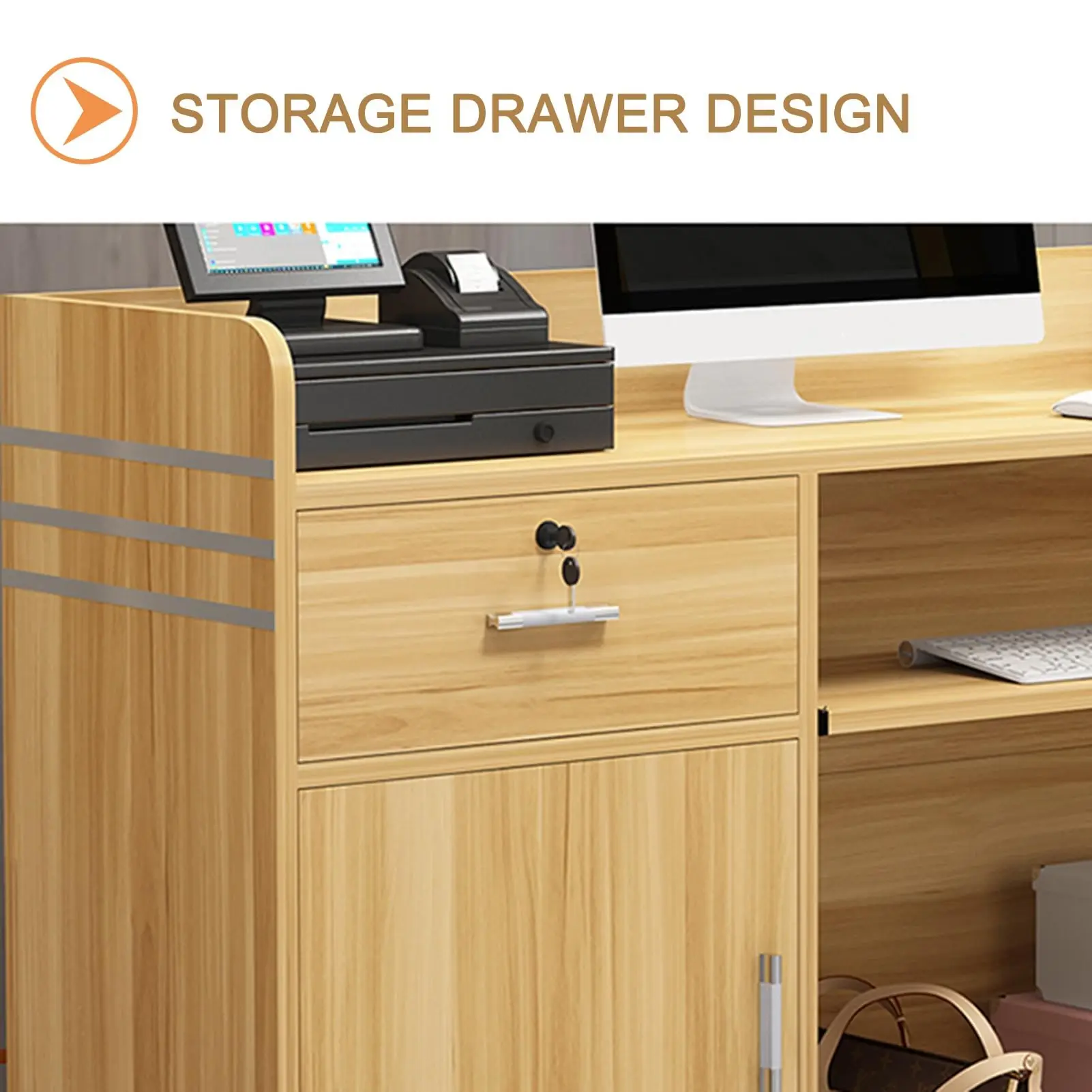 Minimalist Receptionist Desk Front Desk Reception Counter Modern Wooden Reception Desk Reception Table with Private Panels