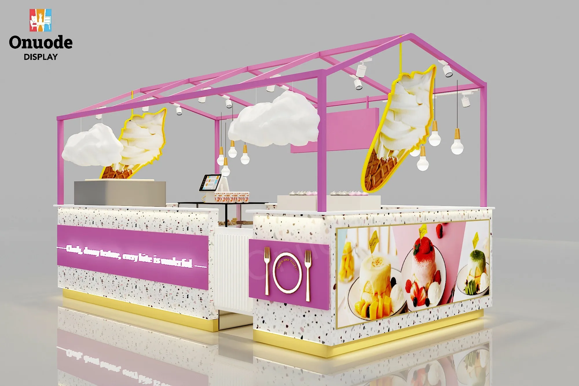 Premium Design Food Ice Cream Display Counter Premium Showcases for Cake Display Cabinet for Mall Kiosk Ice Cream Kiosk