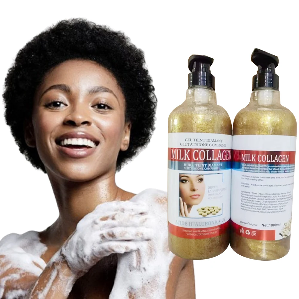 glutathione comprime shower gel Milk Collagen Shower Gel With Gluta Nourrissant Natural Lightening for Dark  Skin African Lightening Body Wash Adult Skincare