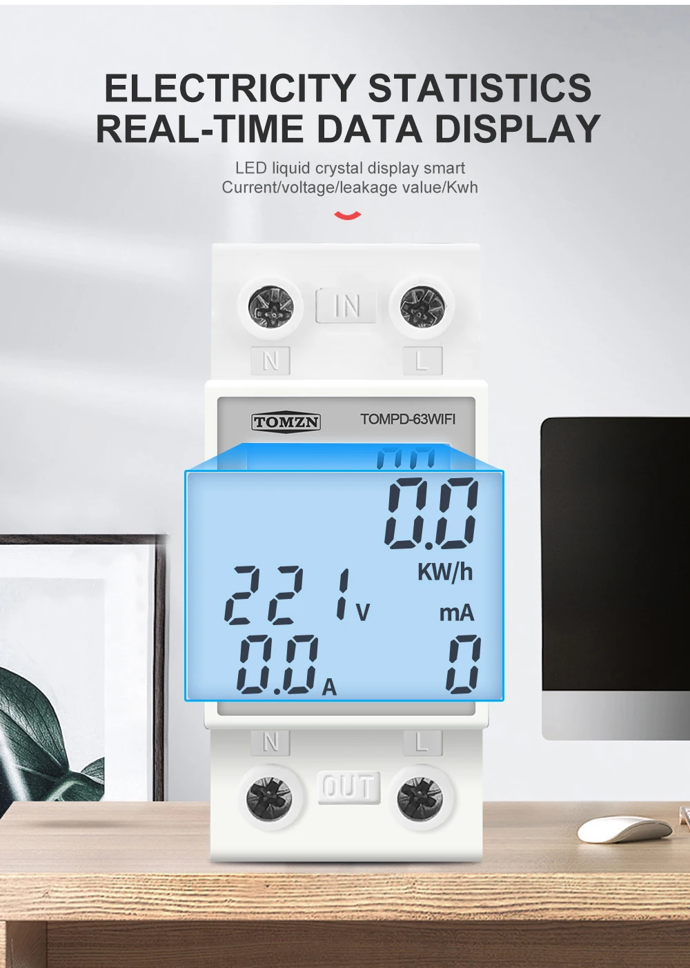 Tompd63 Wfi Switch 63a Smartlife Tuya Circuit Breaker Energy Meter