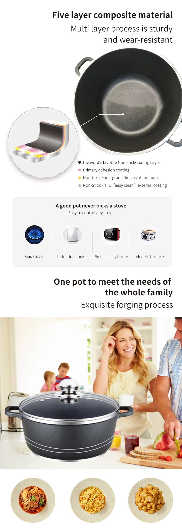 Aluminum Cooking Pot Nonstick Cookware Set Household Induction Soup