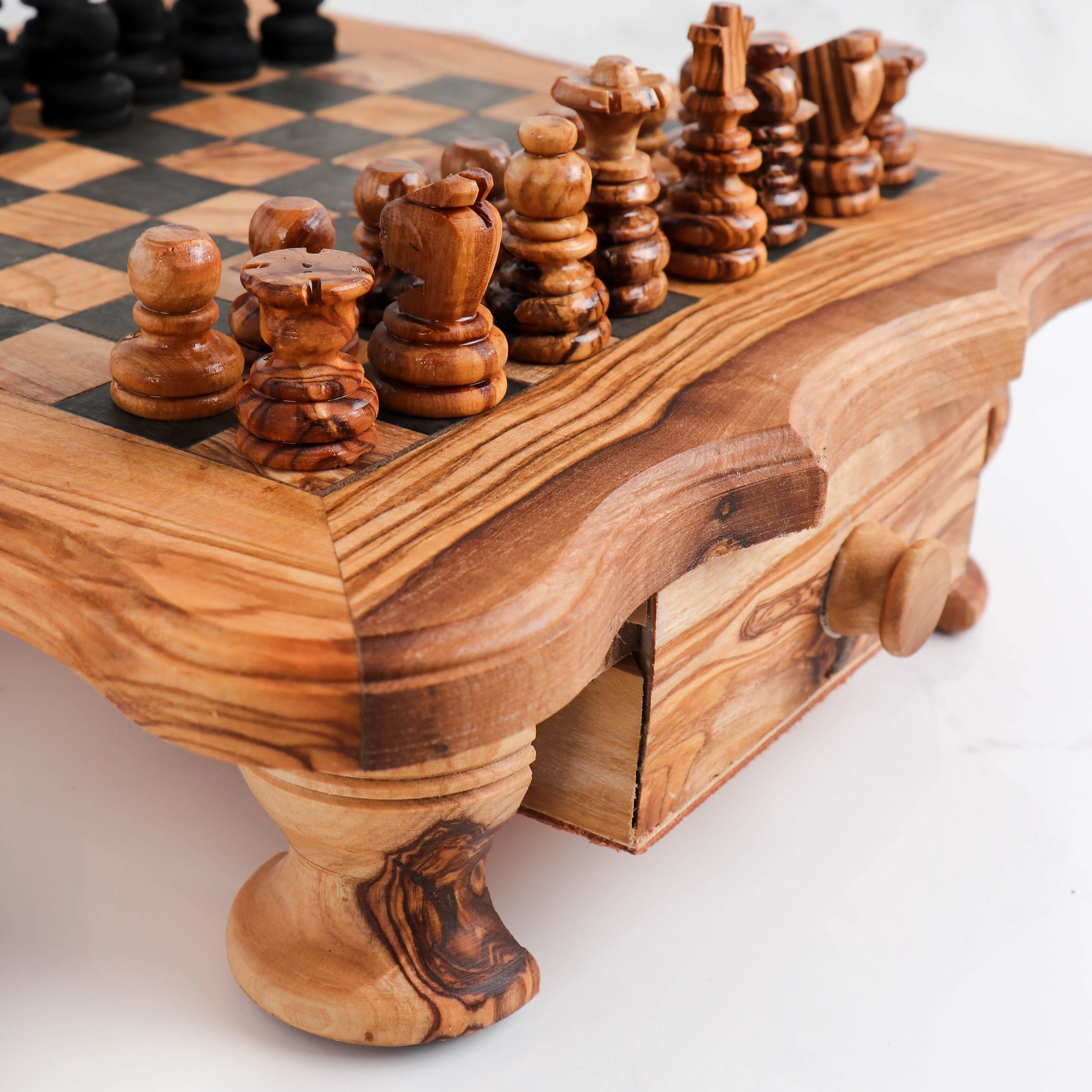 Olive Wood Handmade Chess Set (Available in 2 Sizes)