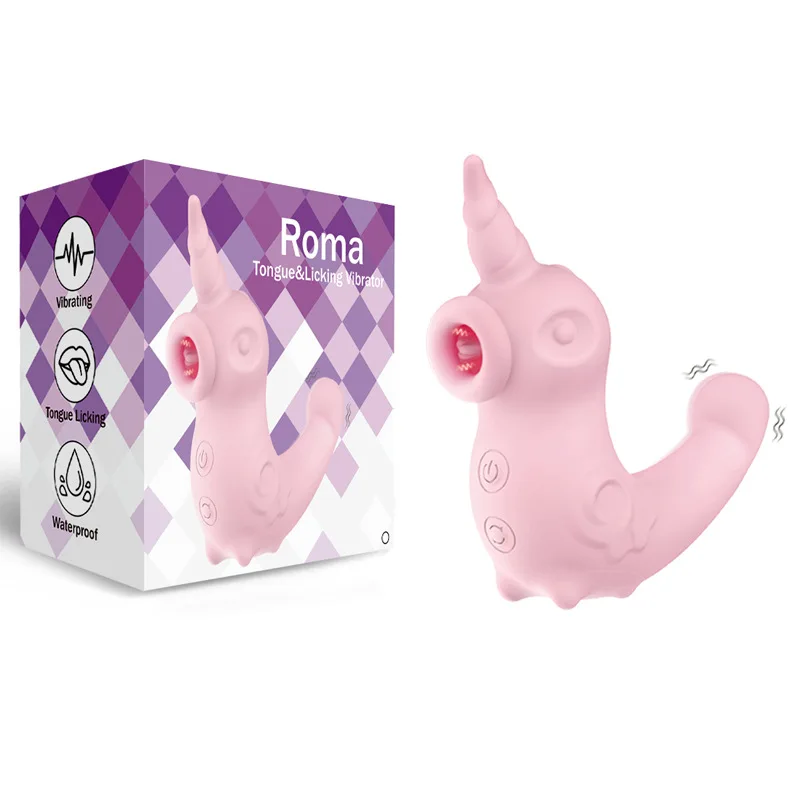 Realistic Rechargeable Unicorn Shaped Clitoral Suction And Tongue Licking Vibrator Woman Masturbation Sex Toy_voghion.com
