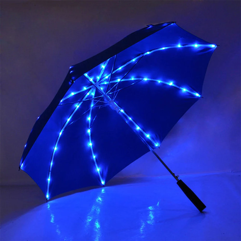 New Invention Custom LED Flying Straight Umbrellas,with Seven Color Advertisement and Transparent Design/