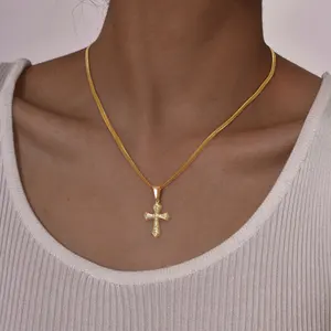 New Trendy Women Stainless Steel Pendant Necklace Copper Cross Pendants Necklaces Jewelry