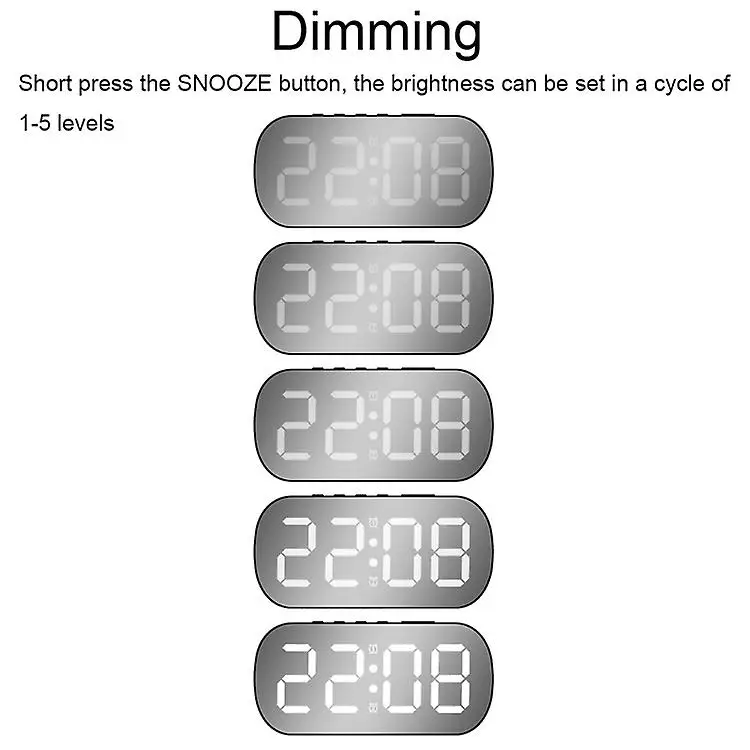 New Multifunctional Brightness Adjustable Display Temperature Date Time Bedside Table Digital LED Alarm Clock for Bedroom