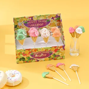 Multi-Flavored Ice Cream Shaped Lollipops Children's Cute Holiday Snacks Hard Candies with Sweet & Fruit Flavors for Export