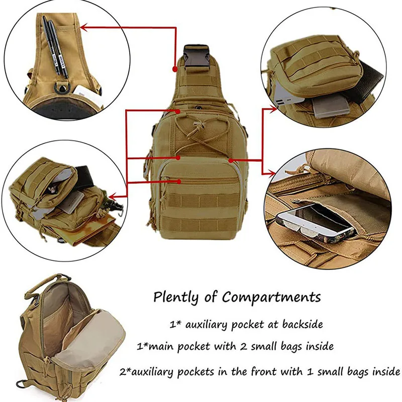 Multifunctional Tactical Sling Pouch Assault Shoulder Bag Outdoor Traveling Chest Pack Tactical Sling Pouches Bags