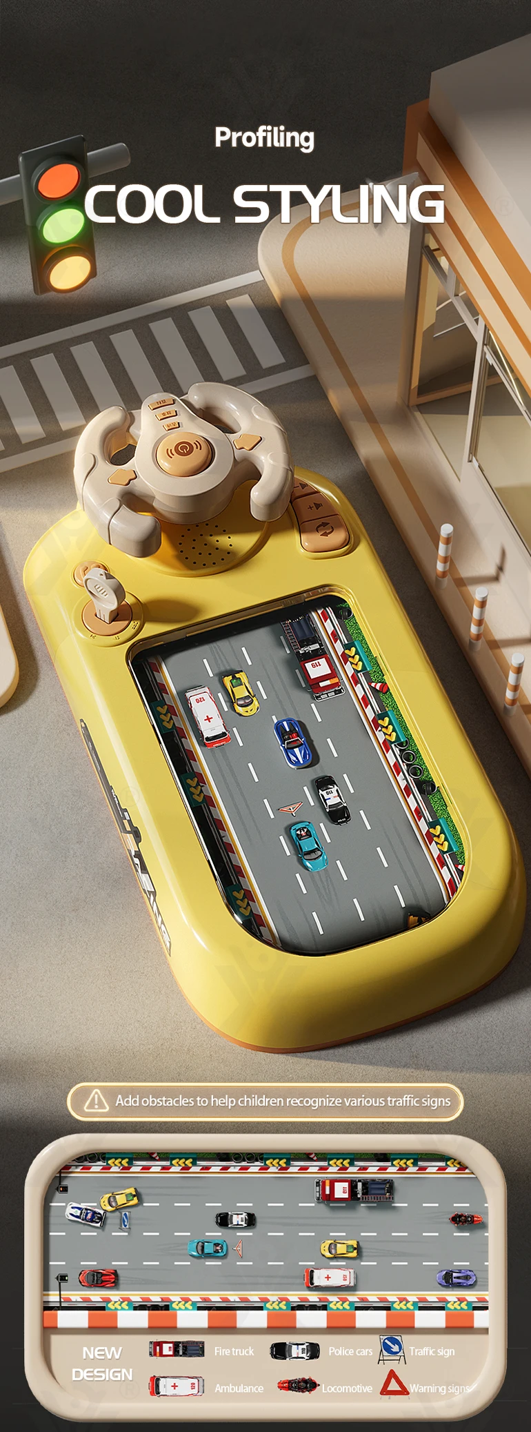 Chengji Racing Car Electronic Adventure Game Steering Wheels Toys Kids Educational Desktop Simulation Steering Wheel Toy Game