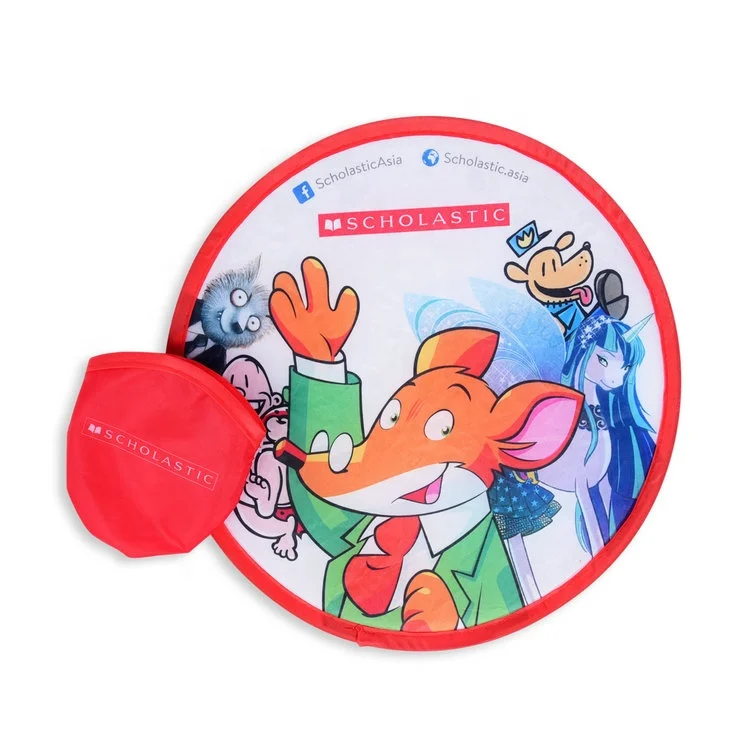 Складной Летающий ручной вентилятор складной нейлоновый флаер с мешочком на заказ