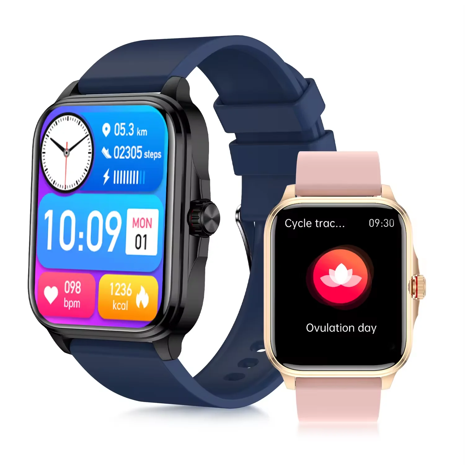 VT90 Large Screen 1.91 Inch Smart Watch Phone Call Heart Rate Monitor Body Temperature Female Health Square Smartwatch