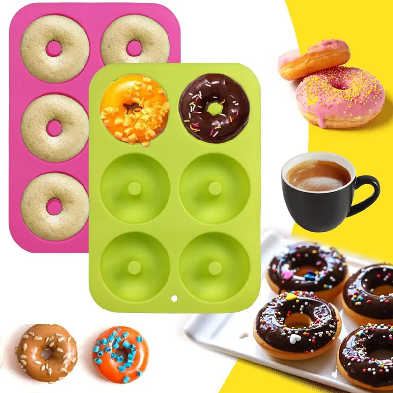 Heat Resistant and Microwave Safe 6-Hole Food Grade Silicone Donut Mold Baking Pan for Cake Tools factory