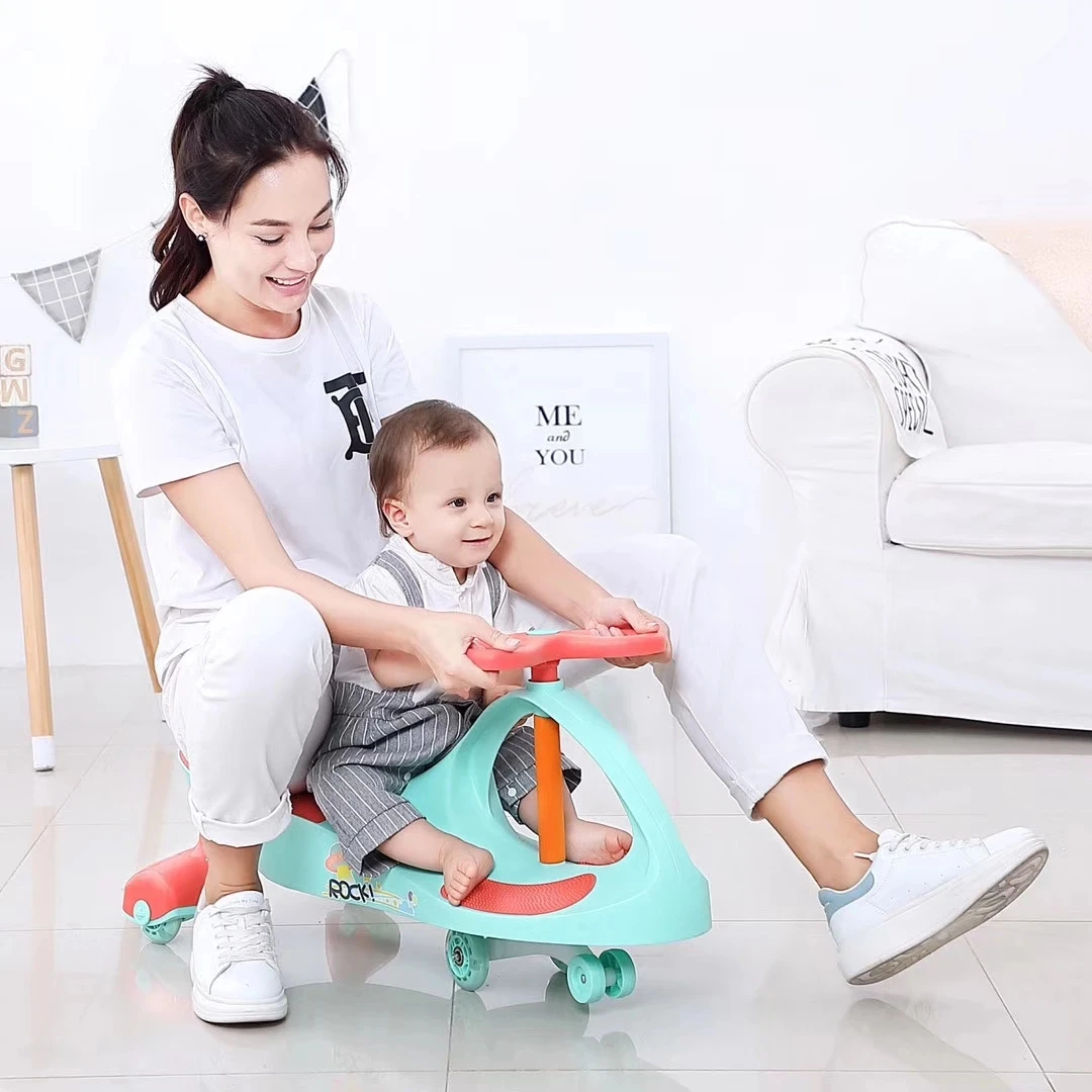 Cute Baby Cheap Durable Flashing Light PU Wheel Children Baby Kids Twist Car Swing Car Wiggle Car