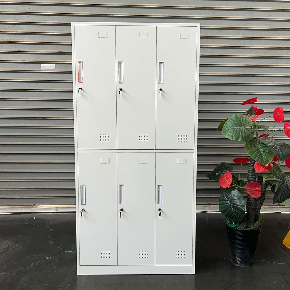 Customized 6-Door Steel Locker Modern Design Metal Wardrobes with Hanger for Gym Use for Workshop Dining Living Room supplier
