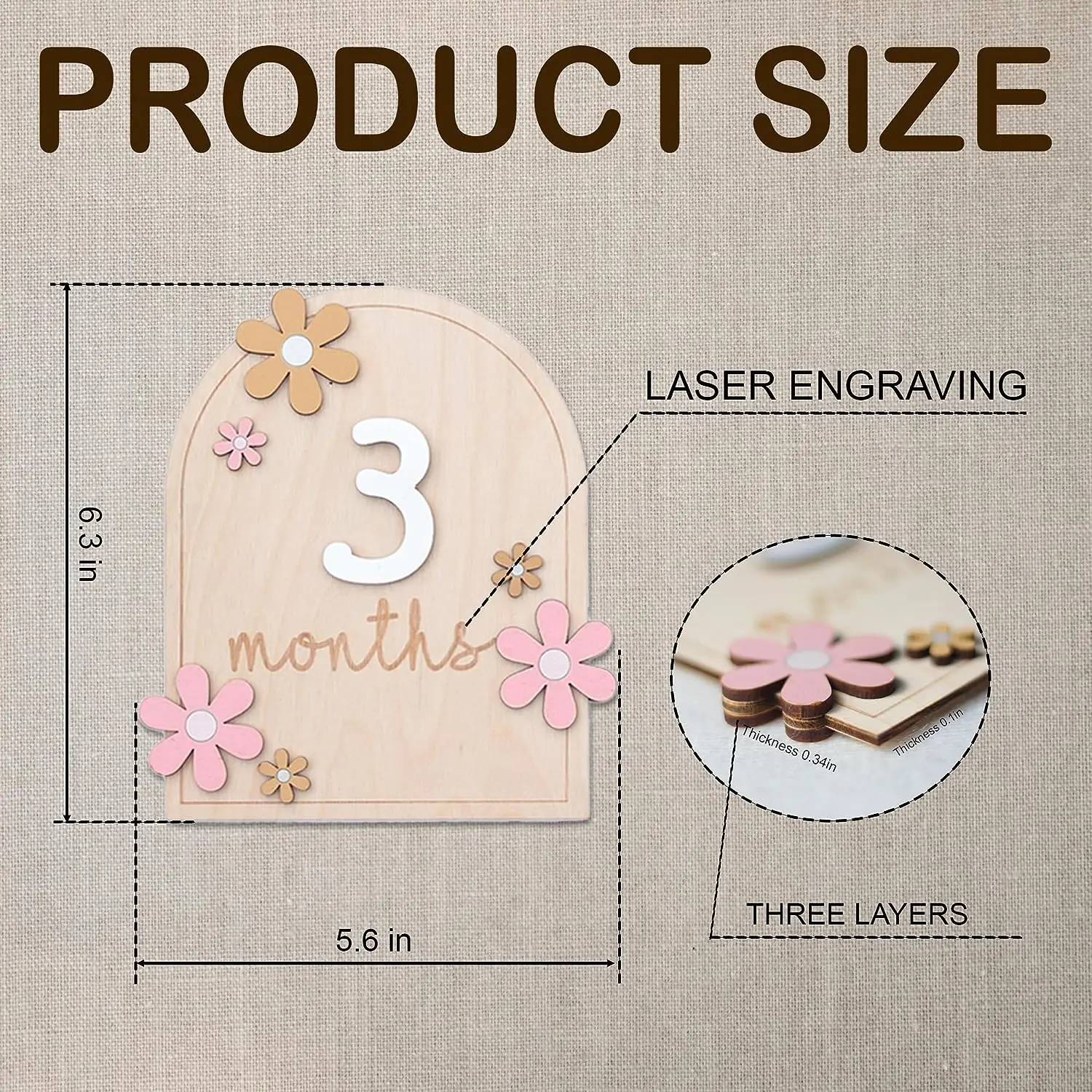 Baby Monthly Milestone Cards Wooden Monthly Milestone Discs Wood Baby ...