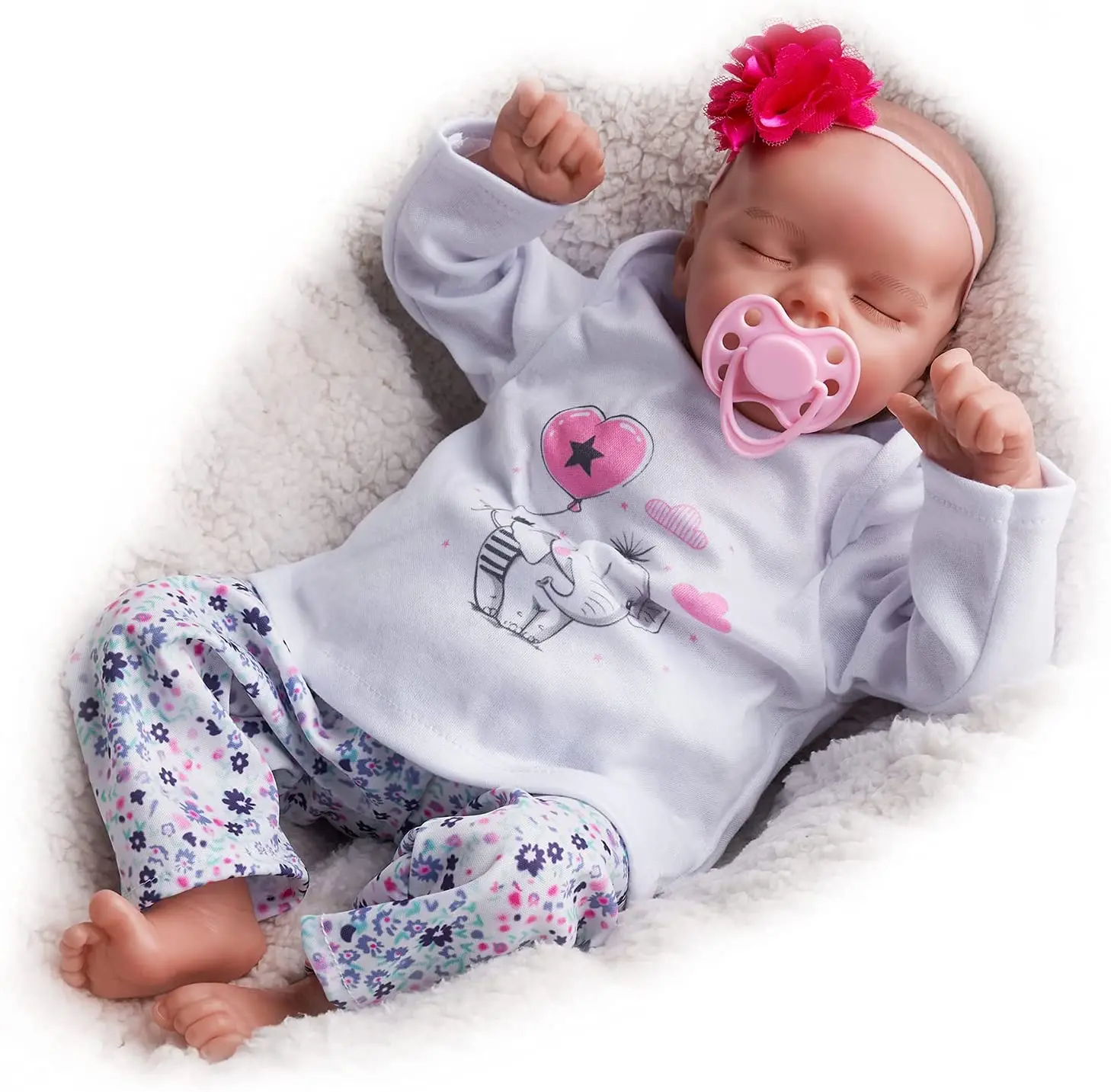 Reborn Dolls Silicone Soft Toddler Lifelike Newborn Baby Doll Toy with Dress 