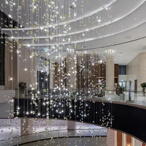 ECOJAS New Luxury Design Customized Glass Chanlider for Hotel Shopping Mall Pendent Light