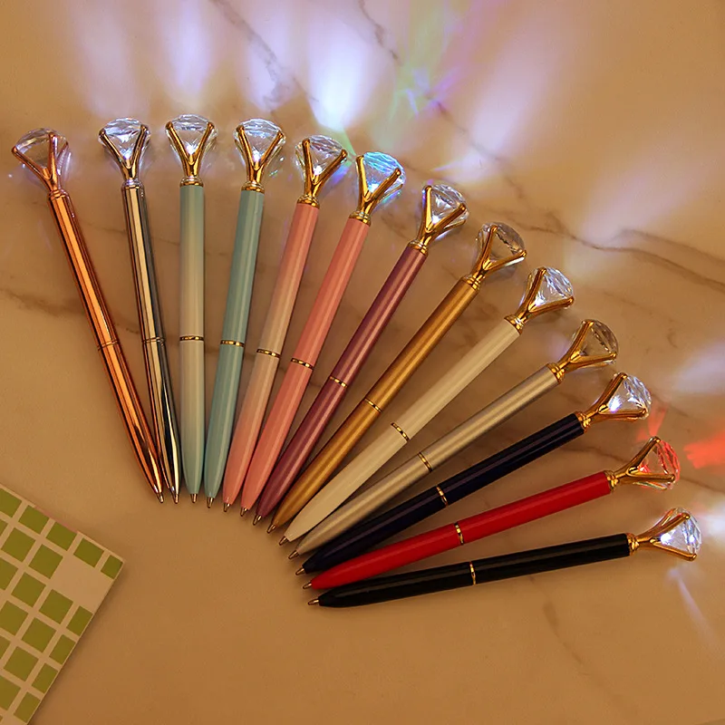 2021 New Style Big Diamond Ballpoint Metal  Pen  with Colorful Lights and Custom Logo