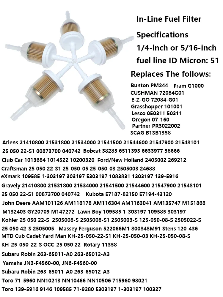 Vhbw filtro carburante sostituisce Subaru 263-65011-A0 per motore di