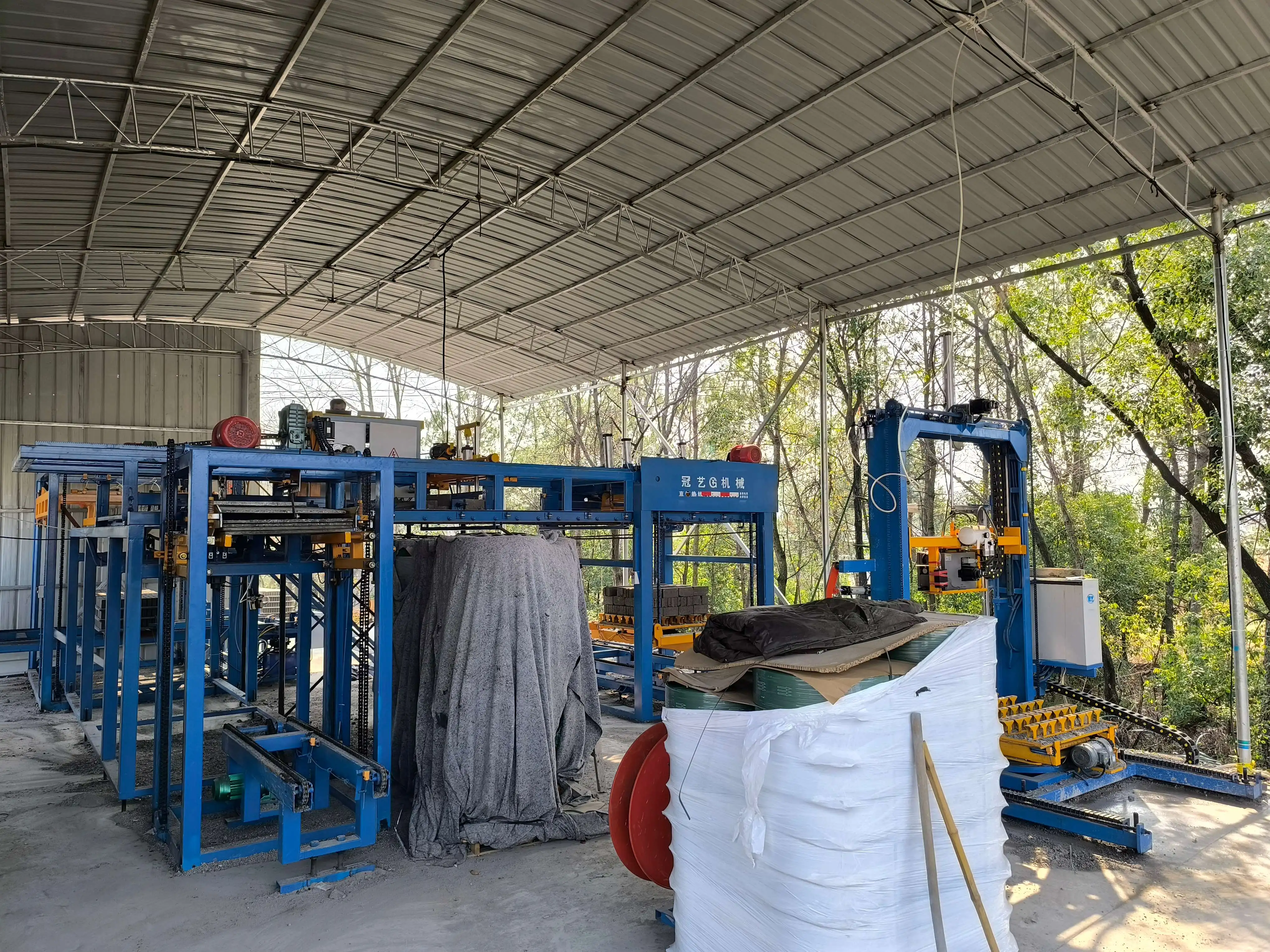 Automatic Brick Stacking and Wrapping Machine Concrete Block Stacking and Packaging Line supplier