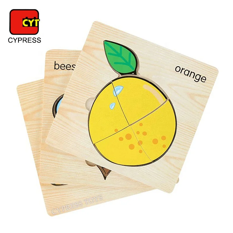 Дешевые деревянные пазлы для детей Деревянные игрушки из фруктов Детские развивающие игрушки